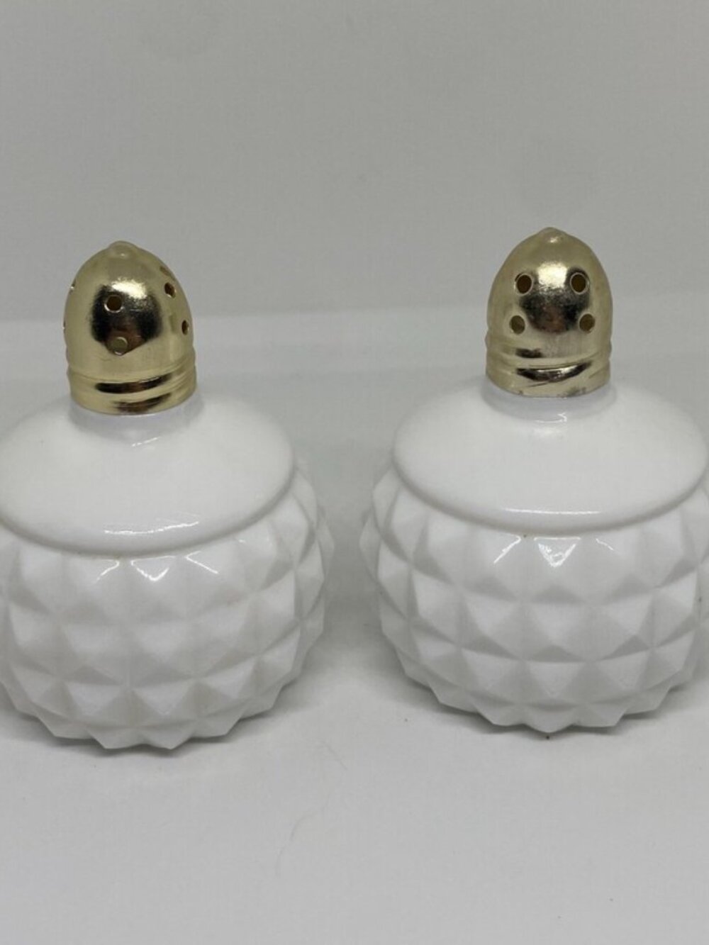 Vintage HOBNAIL Salt and Pepper Shakers White Milk Glass Made in Japan